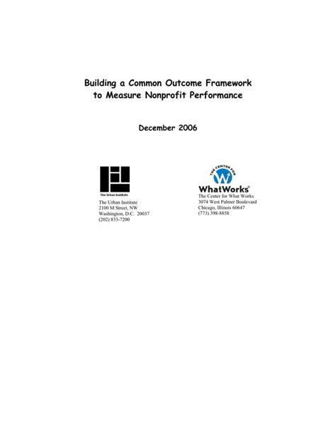 Building a Common Outcome Framework To Measure Nonprofit .